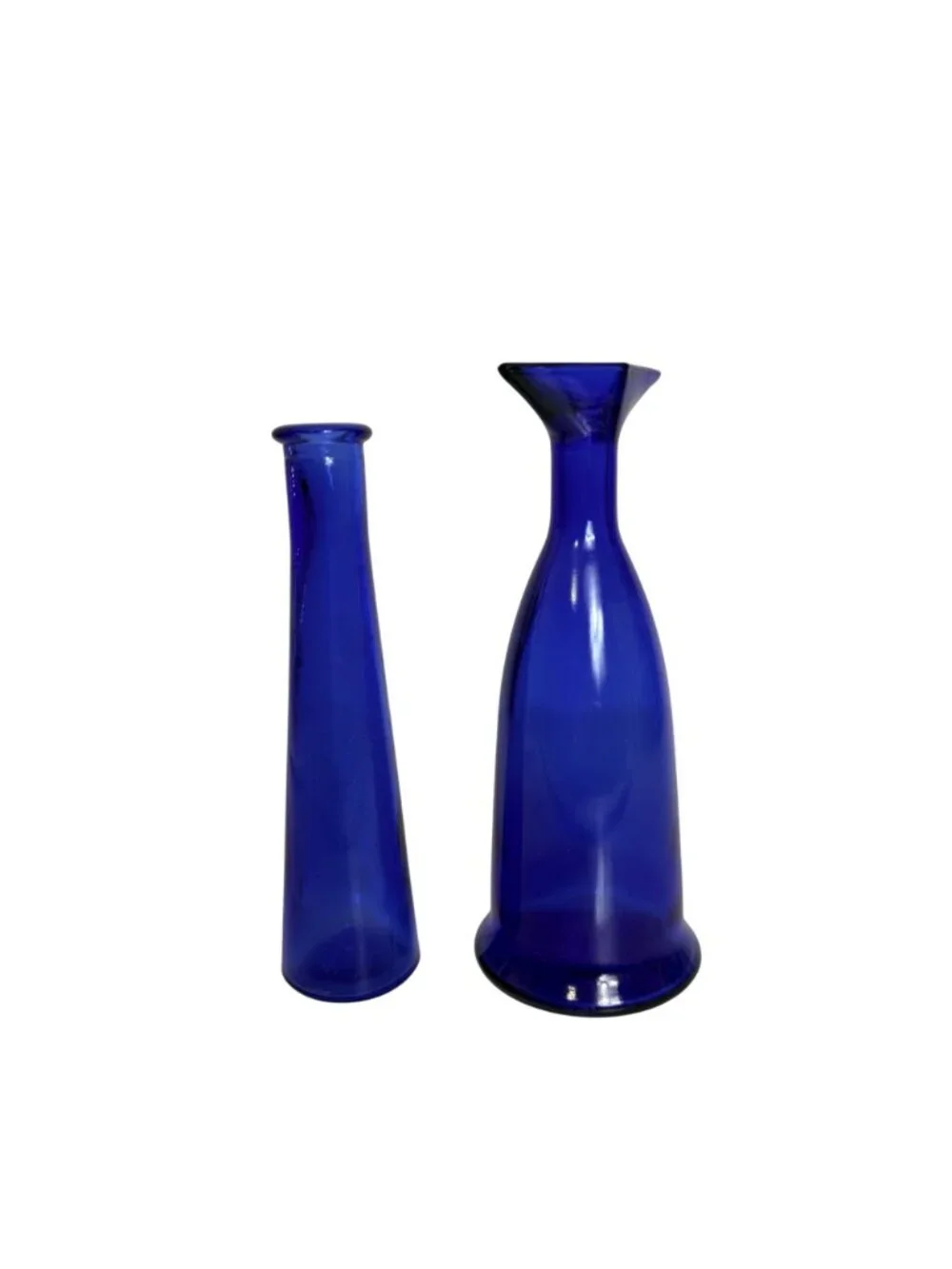French Cobalt Blue Art Glass Bud Vases Vintage Pair MOD DEP France MCM Set of 2 - Picture 7 of 16